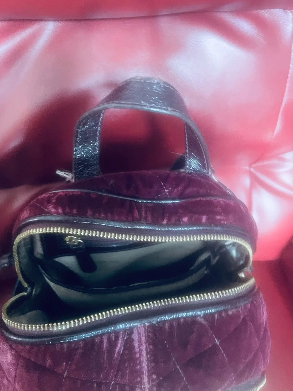 Michael Kors Quilted Velvet Mini Backpack - Deep Wine